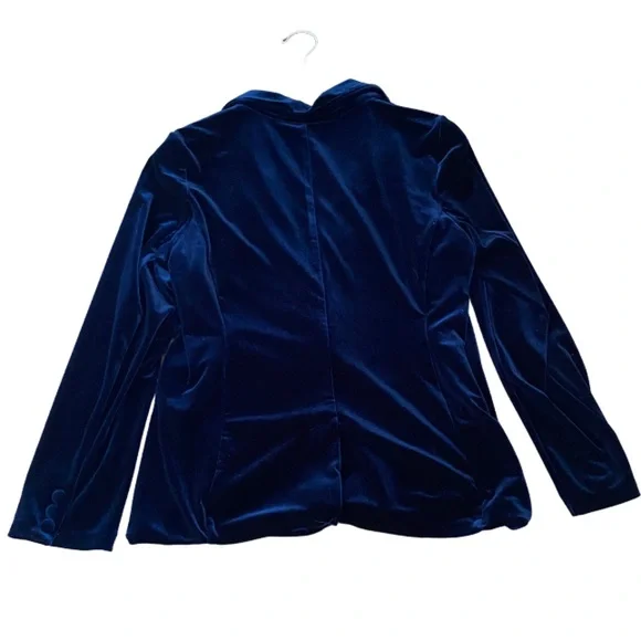 Tahari Office Attire Cocktail Special Occasion Navy Blue Velvet Blazer Size L - Picture 5 of 5